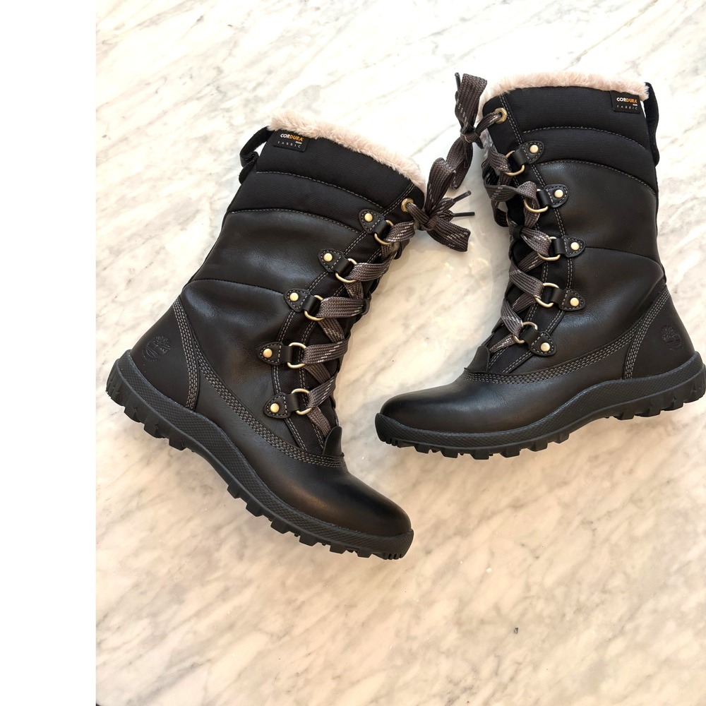 Timberland Mount Hope Winter Boots Womens 7 Black Excellent Waterproof Insulated